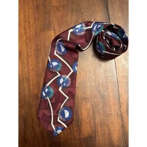 Oscar de la renta neckwear couture collection tie maroon geometric tie